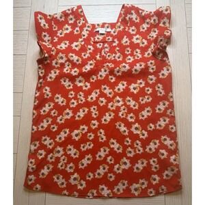 C & E‎ Women's Blouse Floral print, v-neck, ruffle cap-like sleeves. Poly. Sz XS